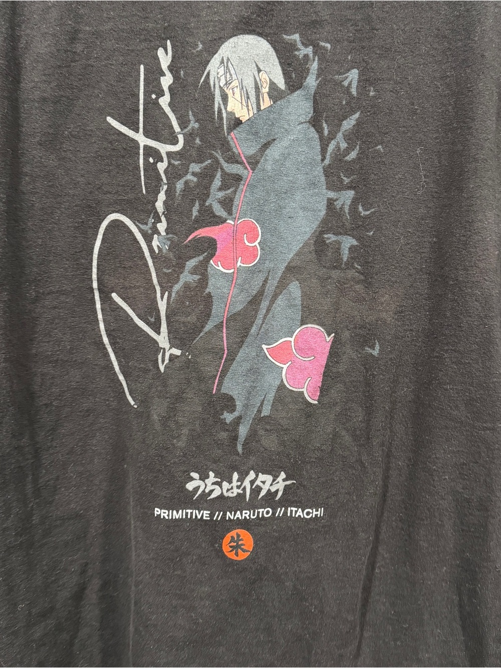 Primitive Black Naruto Itachi Graphic Tee with Pink Akatsuki Clouds